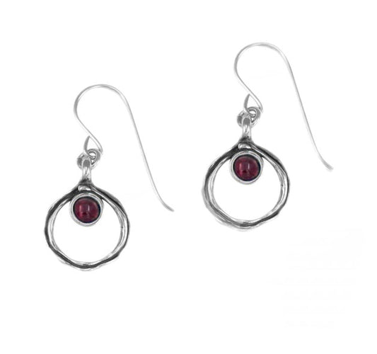 Sterling Silver Red Garnet Dainty Drop Earrings