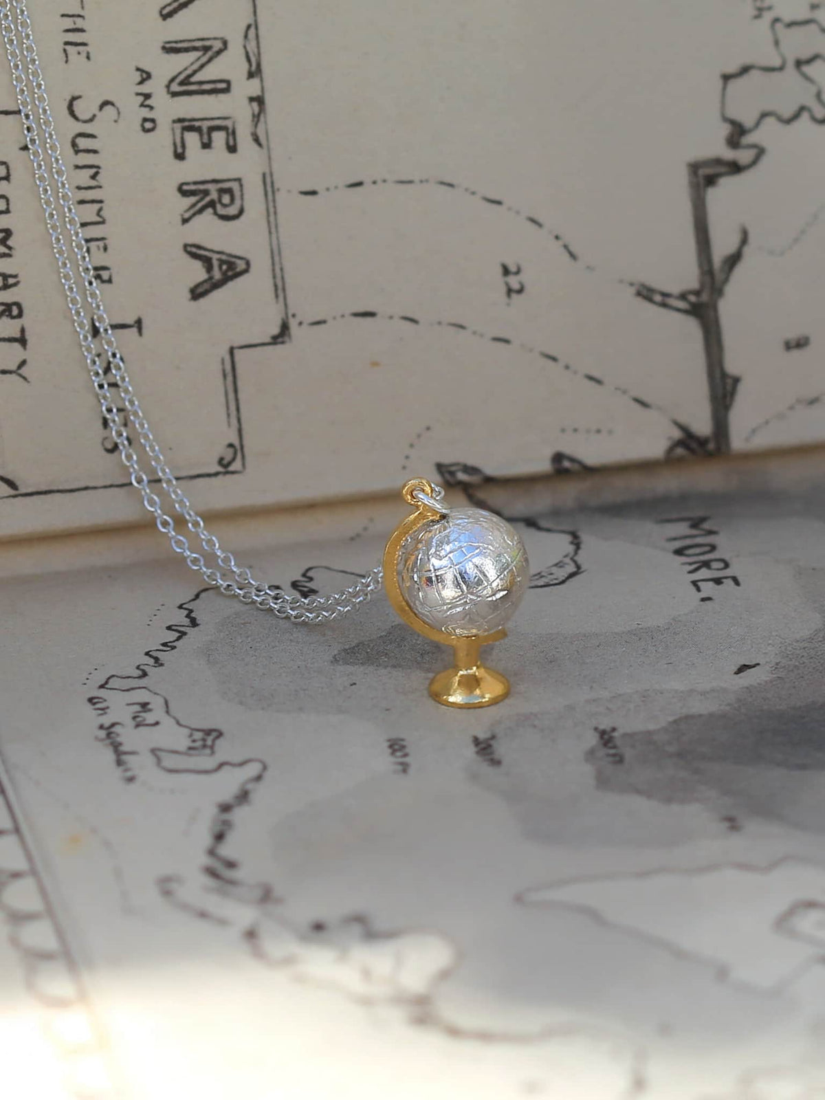 Alex  Monroe 22ct Yellow Gold & Silver Spinning Globe Necklace 🇬🇧