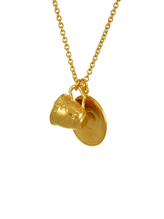 Alex Monroe Silver 22ct Gold Vermeil Teacup & Saucer Necklace 🇬🇧