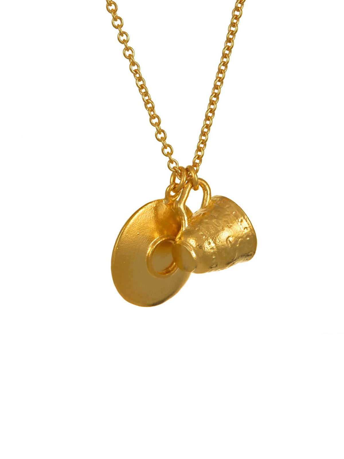 Alex Monroe Silver 22ct Gold Vermeil Teacup & Saucer Necklace 🇬🇧