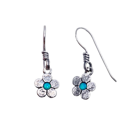 sterling Silver Opalite Daisy Flower Hook Earrings