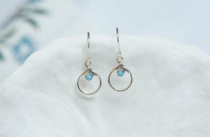 Joli Beau Sterling Silver Dainty Open Opalite Drop Earrings