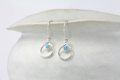 Joli Beau Sterling Silver Dainty Open Opalite Drop Earrings
