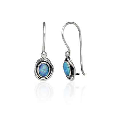 Sterling Silver Handmade Dainty Opalite Hook Earrings