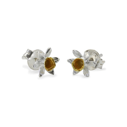 Sterling Silver & 18 carat Gold Vermeil Daffodil Studs