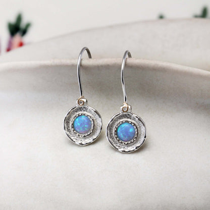 Sterling Silver Blue Opalite Hook Earrings