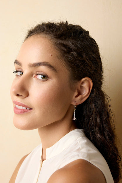 Joli Beau Sterling Silver Contemporary Lily Drop Earrings