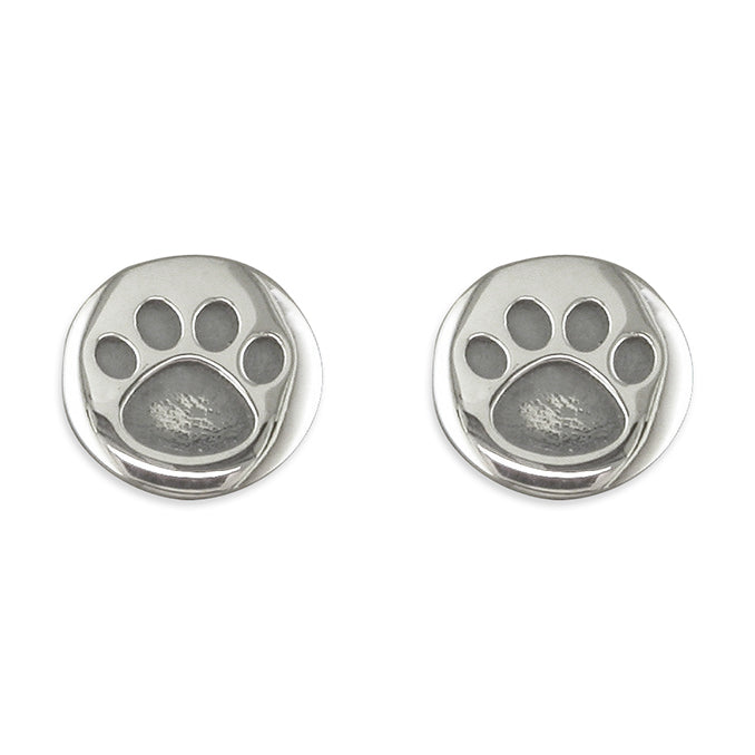 Sterling Silver Round Paw Studs