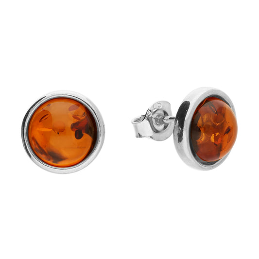 Joli Beau Sterling Silver Cognac Baltic Amber Stud Earrings