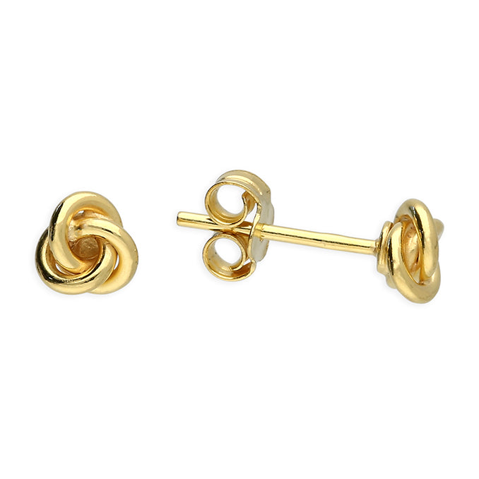 Joli Beau Sterling Silver 18ct Yellow Gold Vermeil Tiny Knot Studs