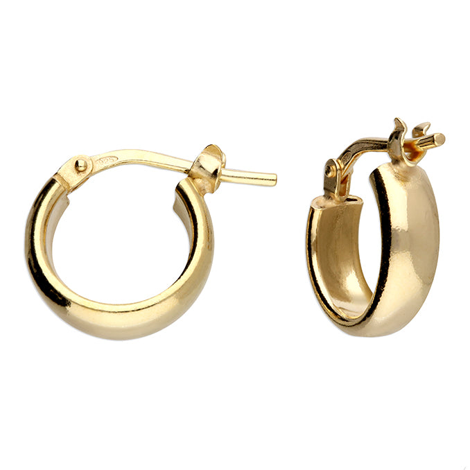 Joli Beau Sterling Silver 18ct Yellow Gold 12mm Small Round Huggie Hinged Hoop Earrings