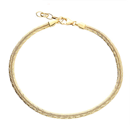 Sterling Silver 18 carat Yellow Gold Vermeil Domed Diamond Cut Herringbone Bracelet