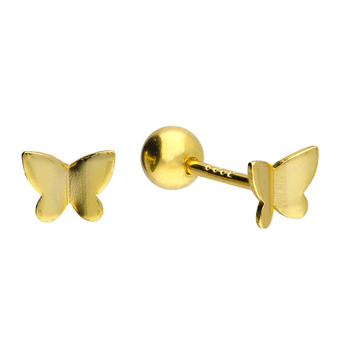 Labret Sterling Silver Gold Plate Butterfly Studs