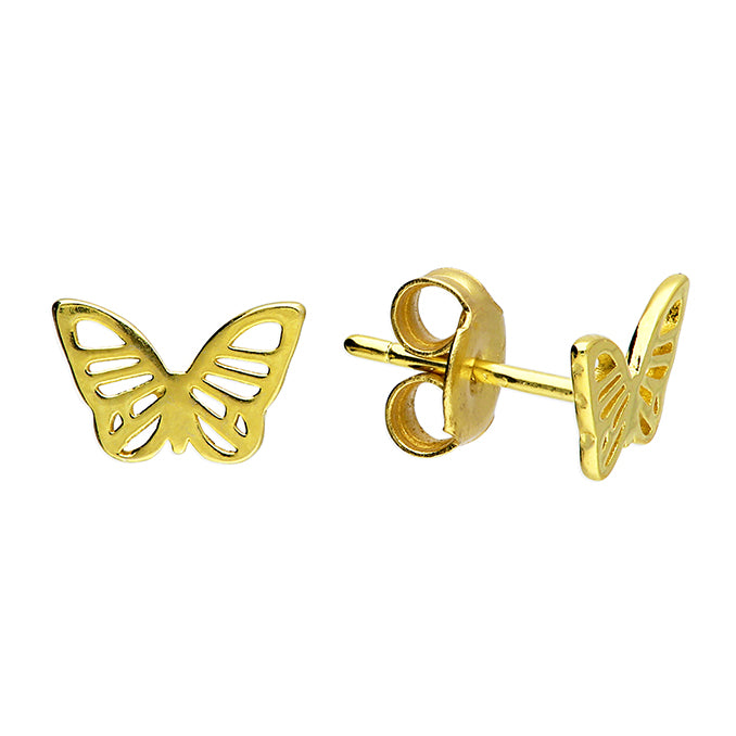 terling Silver 18ct Gold Vermeil Small Butterfly Stud Earrings
