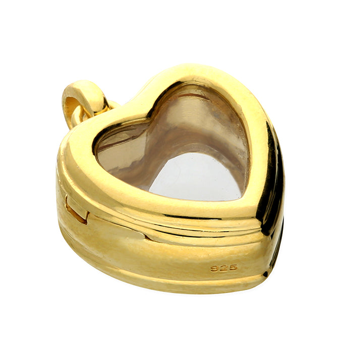 Sterling Silver 18 carat Gold Vermeil Glass Opening Heart Locket