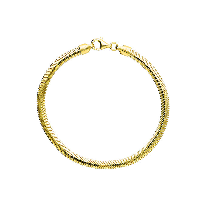 Sterling Silver 14 carat Gold Vermeil  Flat Oval Snake Chain Bracelet