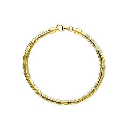 Sterling Silver 14 carat Gold Vermeil  Flat Oval Snake Chain Bracelet