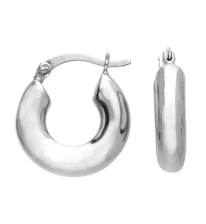 Joli Beau Sterling Silver Contemporary Small Chunky Hinged Creole Hoop Earrings