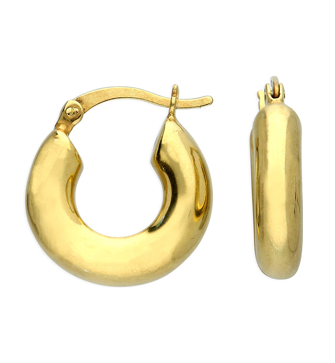 Joli Beau Sterling Silver 18ct Yellow Gold Vermeil Small Chunky Hinged Creole Hoop Earrings