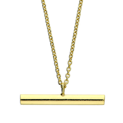 Joli Beau Plain Sterling Silver 18ct Gold Vermeil T Bar Necklace