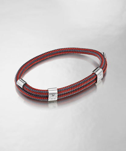 Pig & Hen Little Lewis DBL Velvet Red Slate Gray & Silver Bracelet  🇳🇱