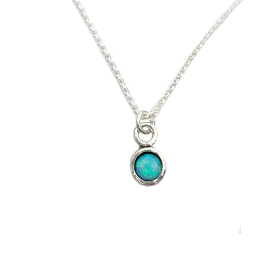 Sterling Silver Dainty Opalite Flower Necklace