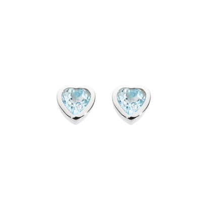  Sterling Silver Small Blue Topaz Stud Earrings