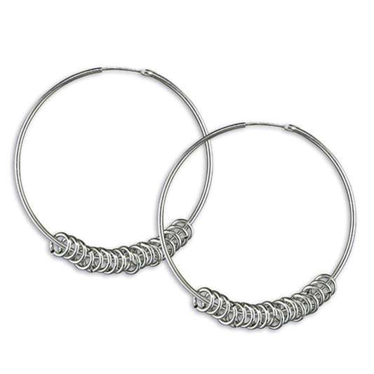 Joli Beau Sterling Silver 30mm Hoops With Silver Loose Rings