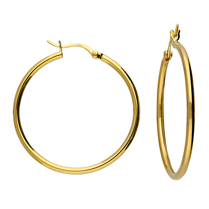 Sterling Silver 35mm Yellow Gold Vermeil  Creole Hoop Earrings