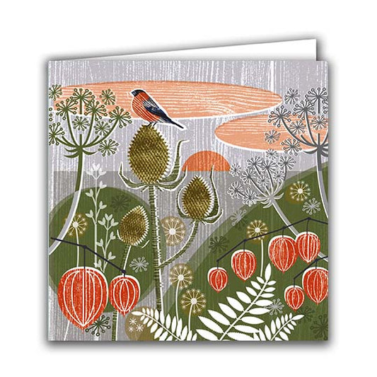 Joli Beau 'Seedhead & Bullfinch' Designed In The UK Blank Printed Greeting Card 🇬🇧