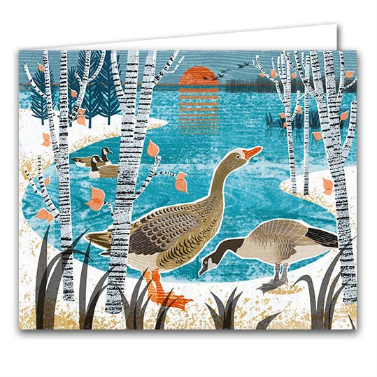 Joli Beau 'Goose On Lake' Designed In The UK Blank Printed Greeting Card 🇬🇧