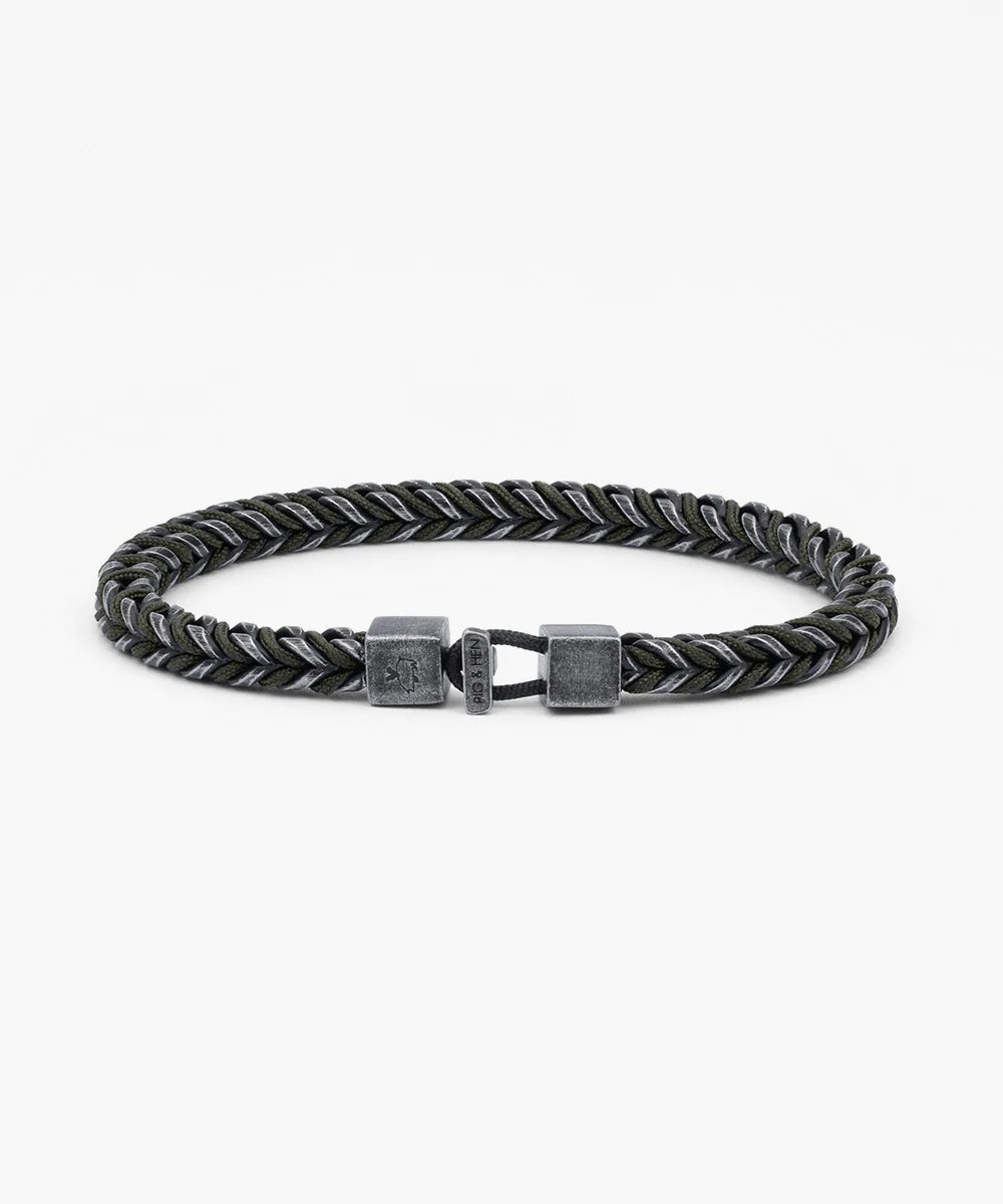 Pig & Hen Catena Foxtail Stainless Steel Army Vintage Green Bracelet 🇳🇱