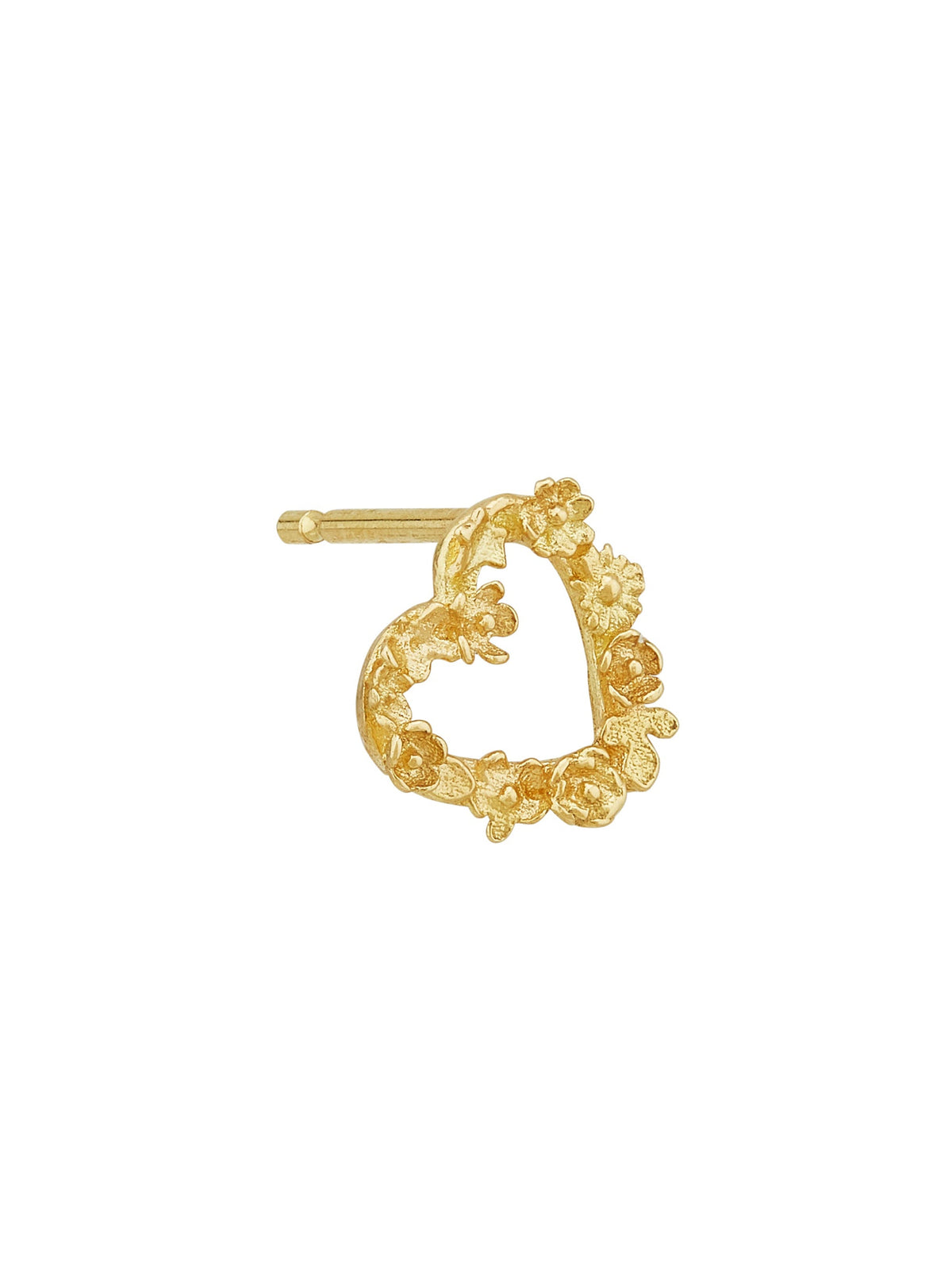 Alex Monroe Solid 18ct Yellow Gold Teeny Tiny Floral Heart "Charity" Single Stud Earring