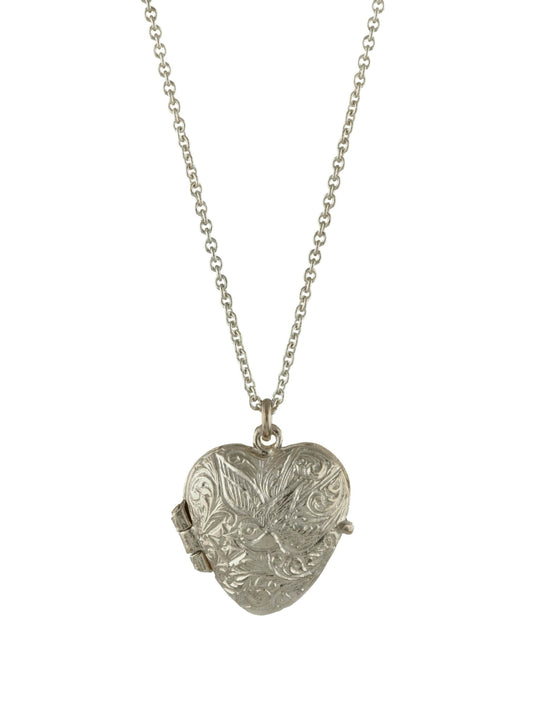 Alex Monroe Sterling Silver Engraved Victoriana Keepsake Heart Locket
