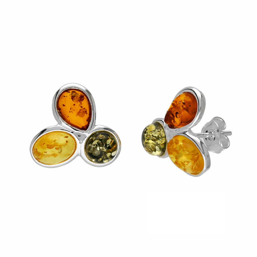 Sterling Silver Mixed Baltic Amber Studs