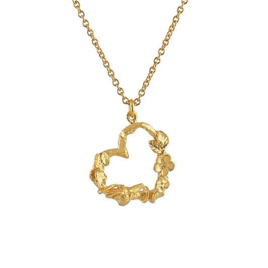 22 carat Yellow Gold Floral Heart Necklace with Itsy Bitsy Bee