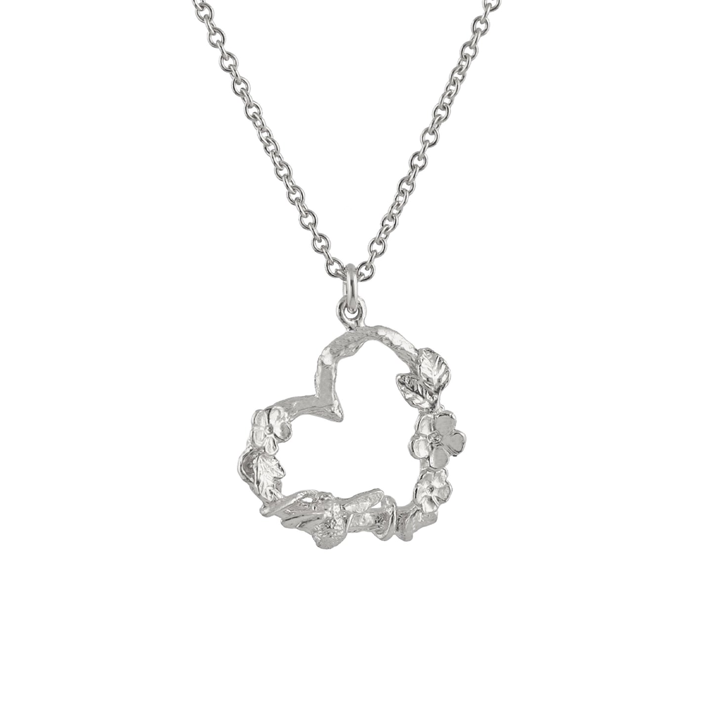 Sterling Silver Floral Heart Necklace with Itsy Bitsy Bee