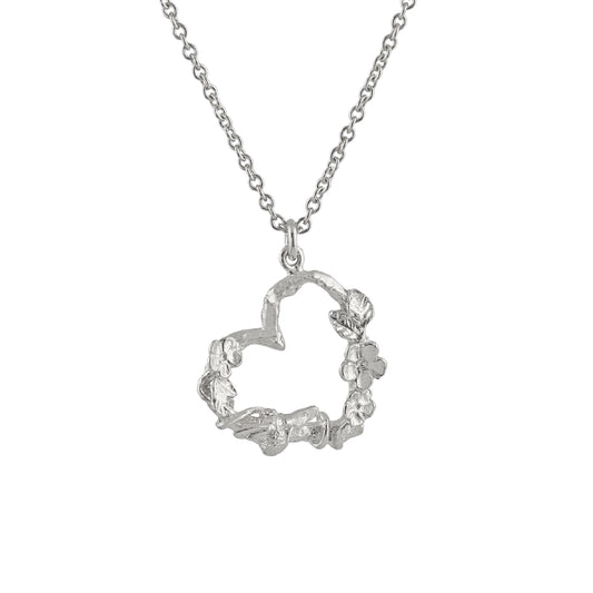 Sterling Silver Floral Heart Necklace with Itsy Bitsy Bee