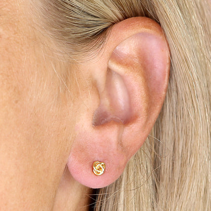 Joli Beau Sterling Silver 18ct Yellow Gold Vermeil Tiny Knot Studs