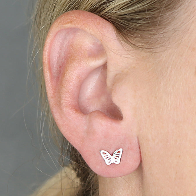 Joli Beau Sterling Silver Butterfly Stud Earrings