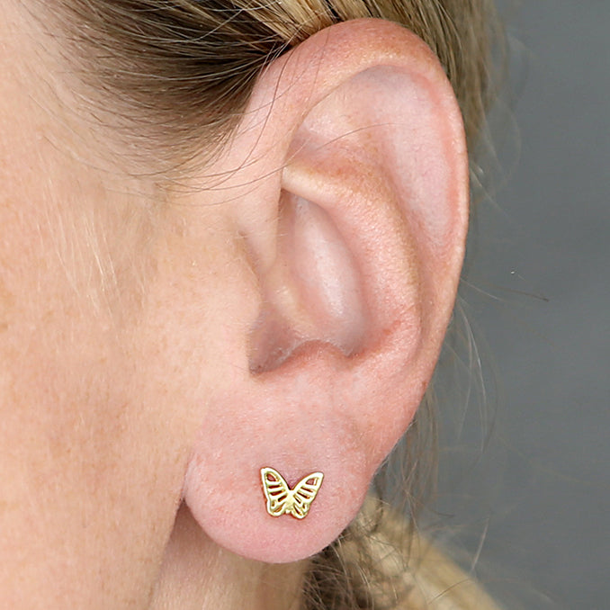 Joli Beau Sterling Silver 18ct Gold Vermeil Small Butterfly Stud Earrings