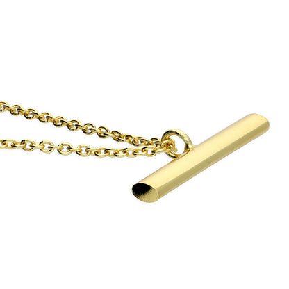Joli Beau Plain Sterling Silver 18ct Gold Vermeil T Bar Necklace