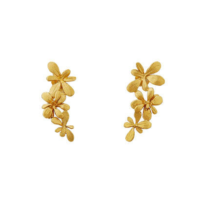 22 carat Yellow Gold Vermeil Sprouting Rosette Stud Drop Earrings