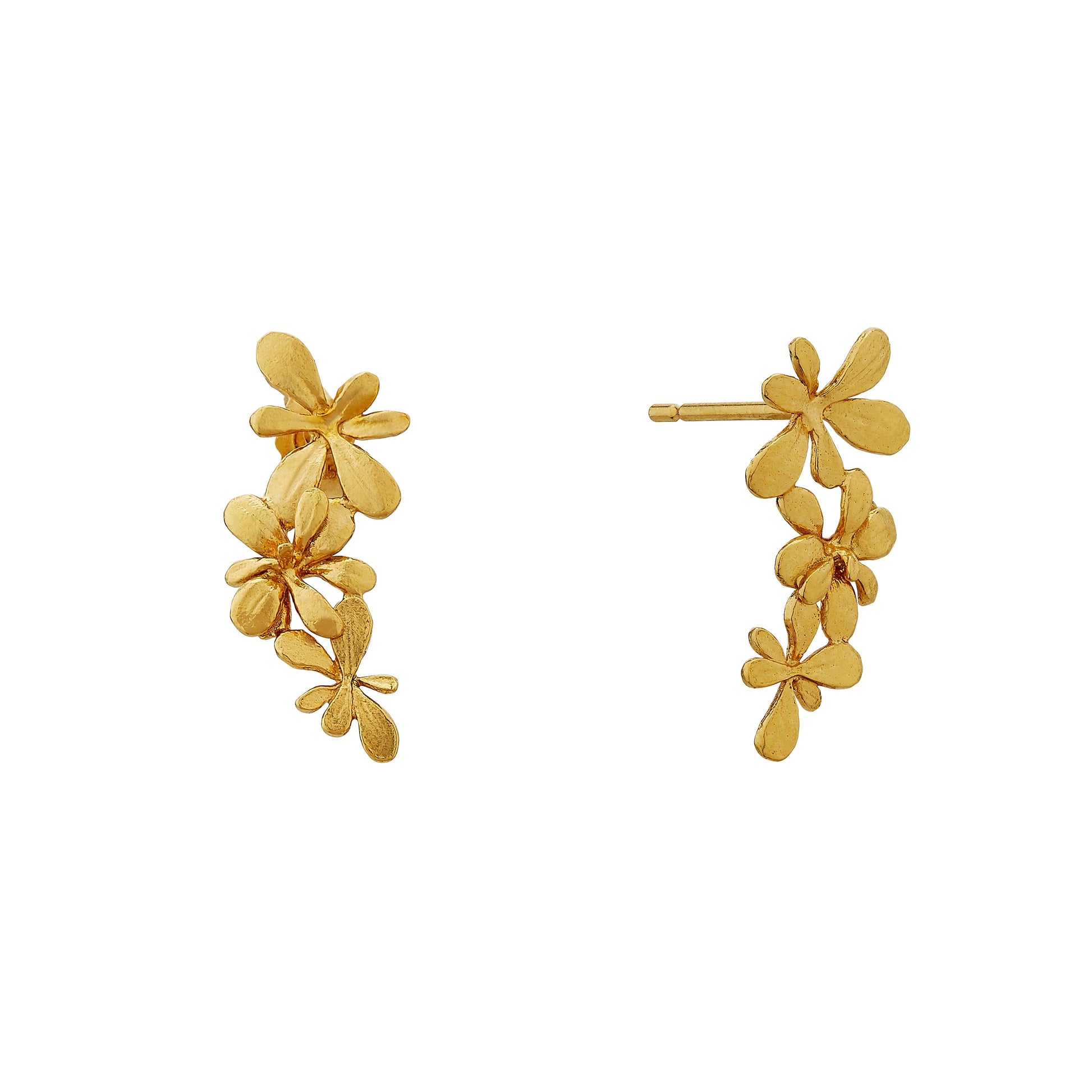 22 carat Yellow Gold Vermeil Sprouting Rosette Stud Drop Earrings