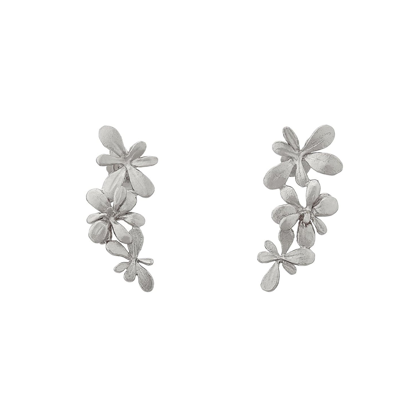 Sterling Silver Sprouting Rosette Stud Drop Earrings