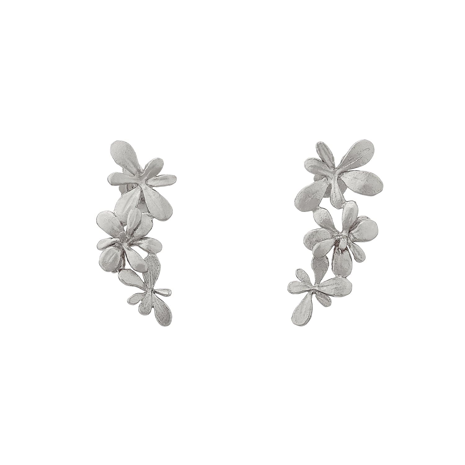 Sterling Silver Sprouting Rosette Stud Drop Earrings