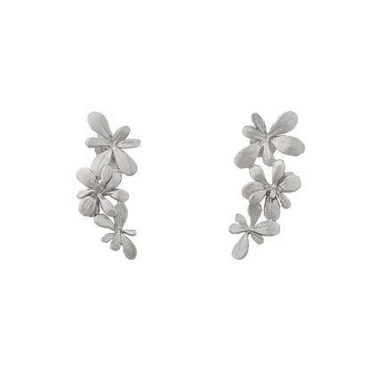 Sterling Silver Sprouting Rosette Stud Drop Earrings