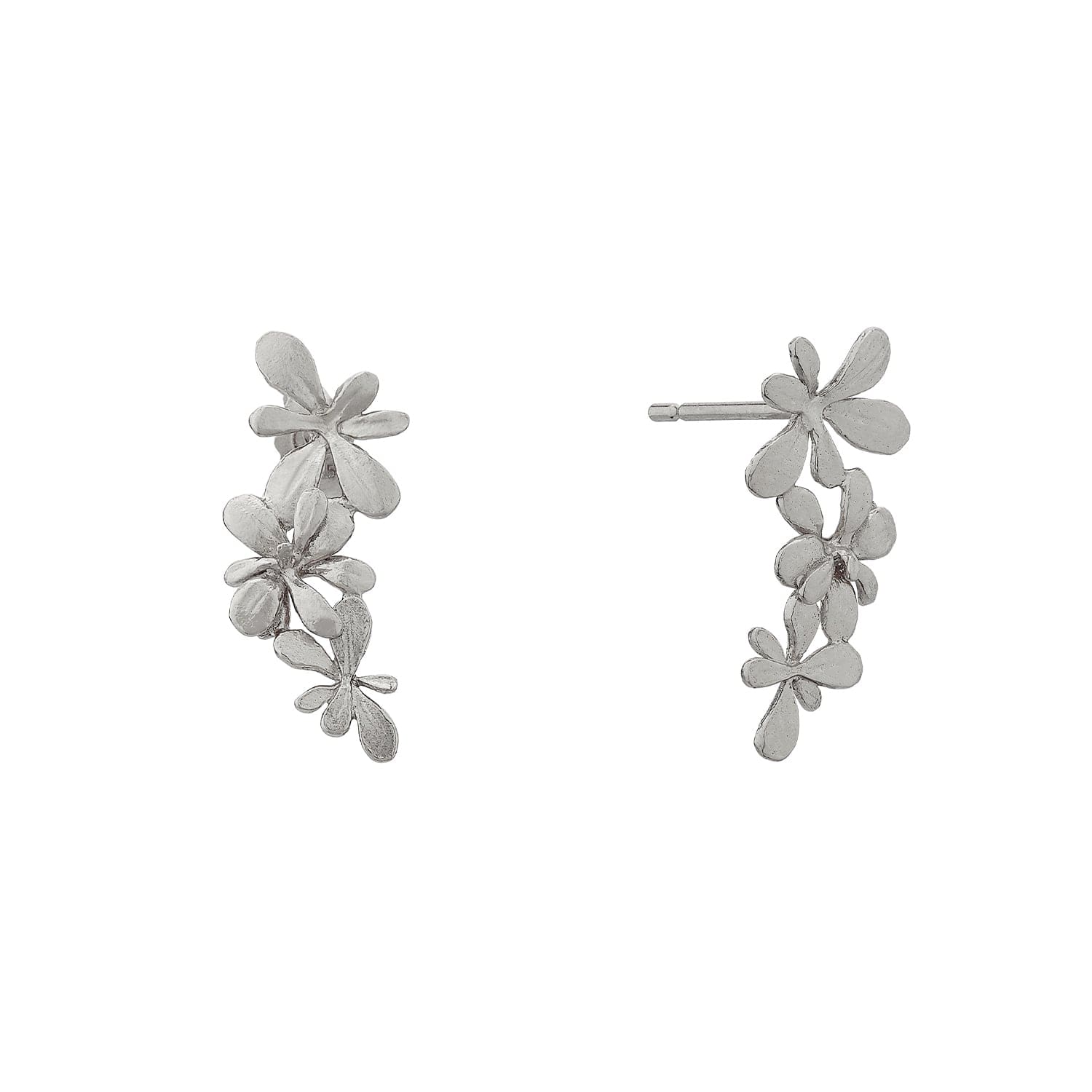 Sterling Silver Sprouting Rosette Stud Drop Earrings