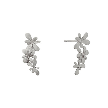 Sterling Silver Sprouting Rosette Stud Drop Earrings