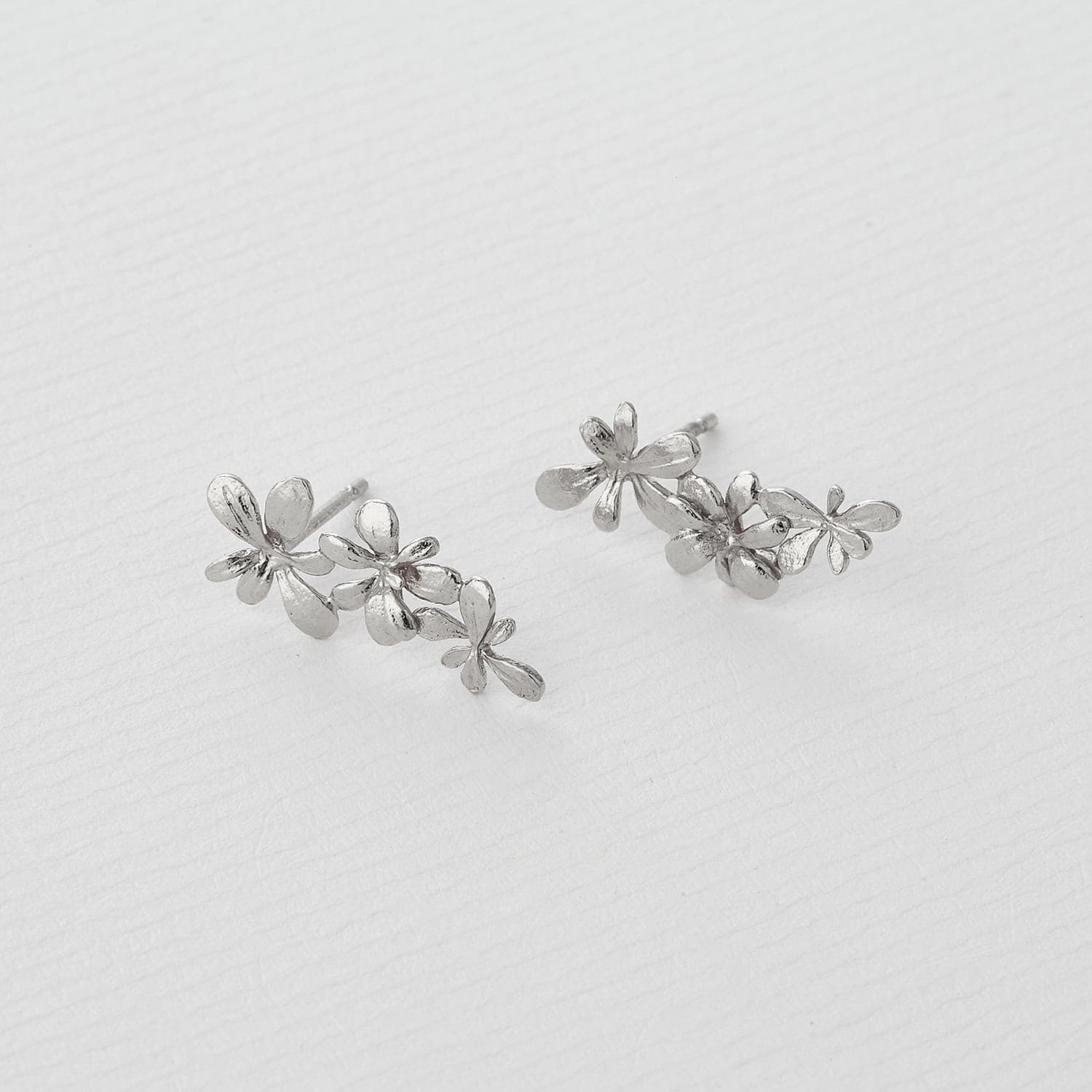 Sterling Silver Sprouting Rosette Stud Drop Earrings
